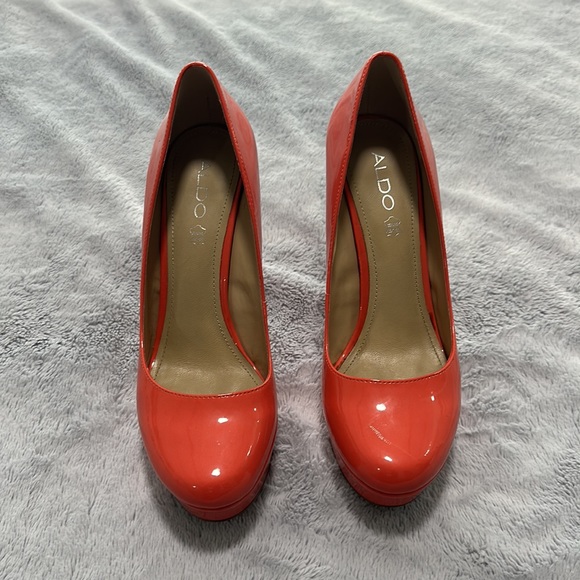 ALDO Coral Pink Platform Leather Heels. Size EUR 40 - Picture 2 of 5